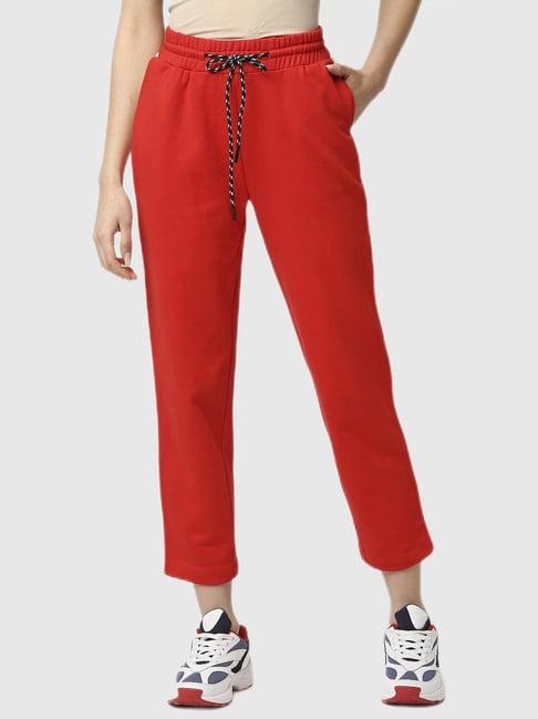 disrupt red tapered fit trousers