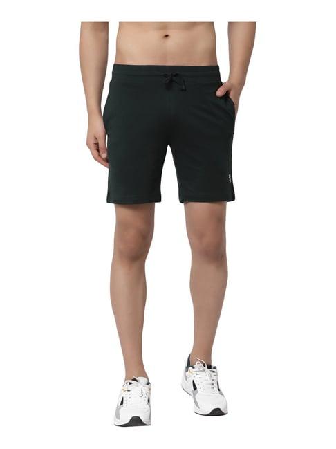 red tape dark green cotton regular fit shorts