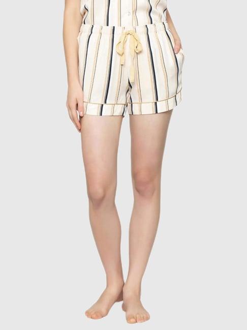 triumph beige striped night shorts