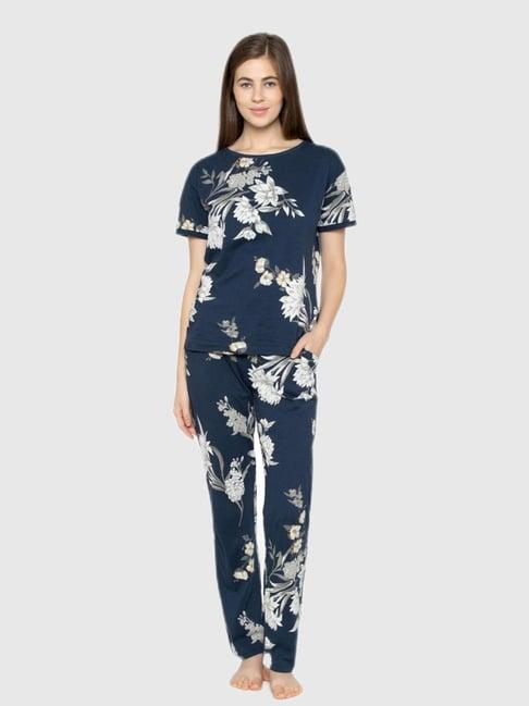 triumph navy floral print pajama set