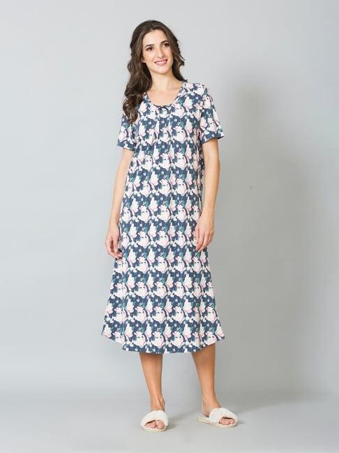 van heusen blue printed night dress