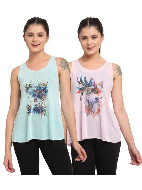 vimal jonney multicolor printed tank top (pack of 2)