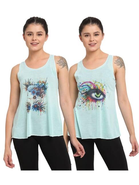 vimal jonney green printed tank top (pack of 2)