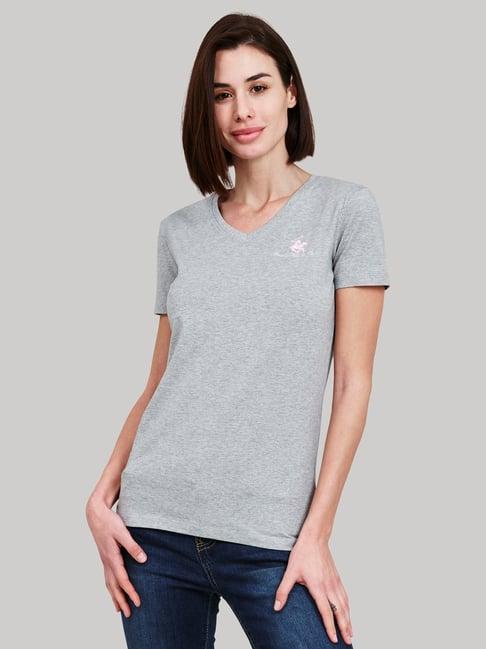 beverly hills polo club grey v neck t-shirt