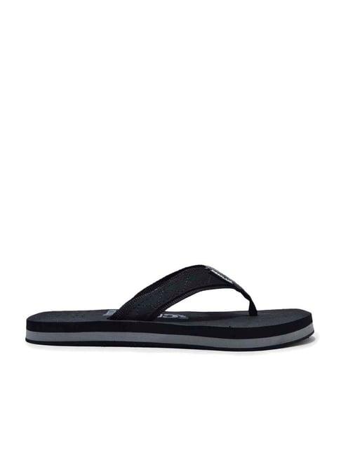 woodland men's black flip flops