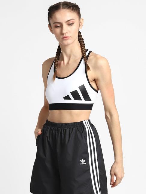 adidas white bt 3bar logo sports bra