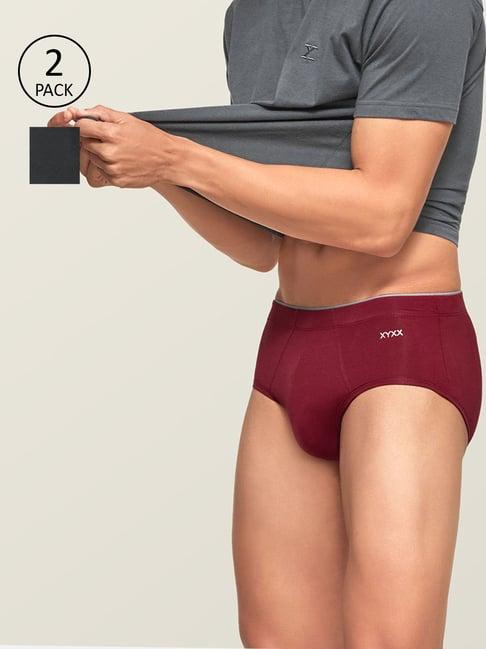 xyxx charcoal & maroon snug fit briefs - pack of 2