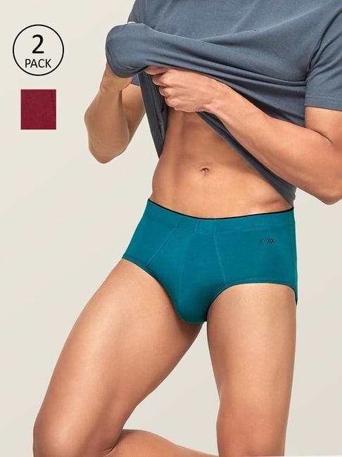 xyxx maroon & teal snug fit briefs - pack of 2