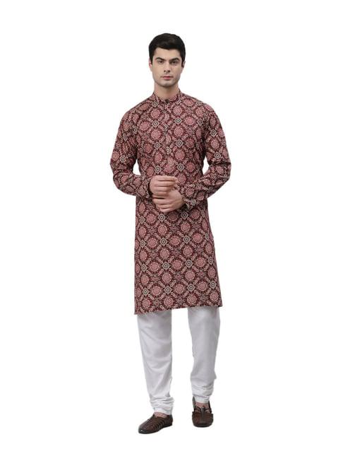 neudis maroon floral print kurta