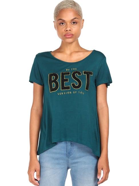 sugr teal green embellished t-shirt