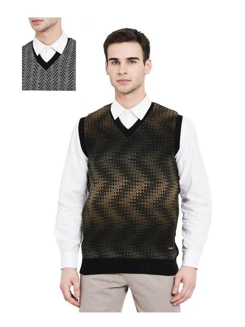 duke black & grey printed reversible sweater