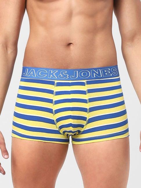 jack & jones lemon yellow & blue striped trunks