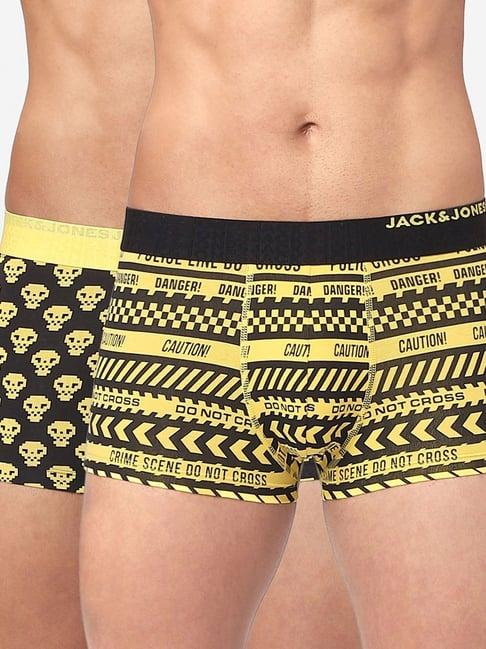 jack & jones yellow & black printed trunks-pack of two