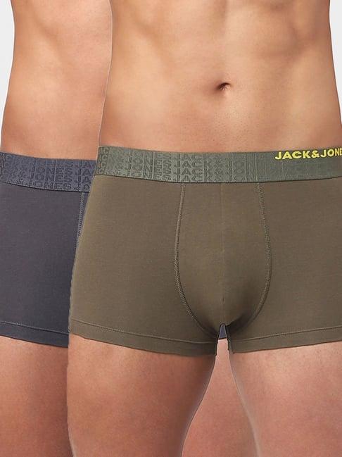 jack & jones grey & olive night regular fit trunks-pack of two