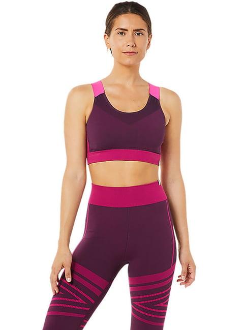 asics deep plum non wired non padded sports bra