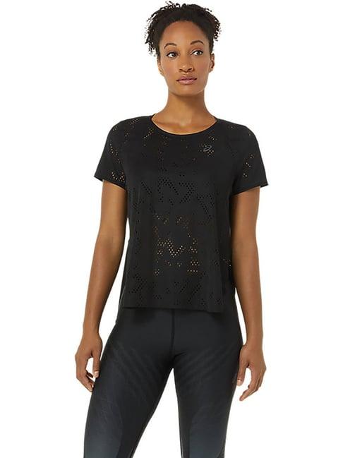 asics black self design t-shirt