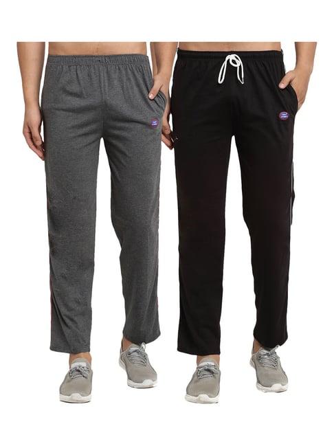 vimal jonney black & grey regular fit trackpants - pack of 2