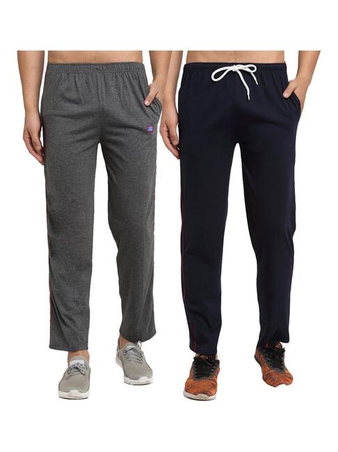 vimal jonney grey & navy regular fit trackpants - pack of 2