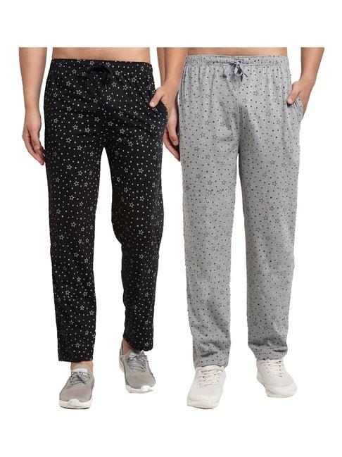 vimal jonney black & grey regular fit printed trackpants - pack of 2