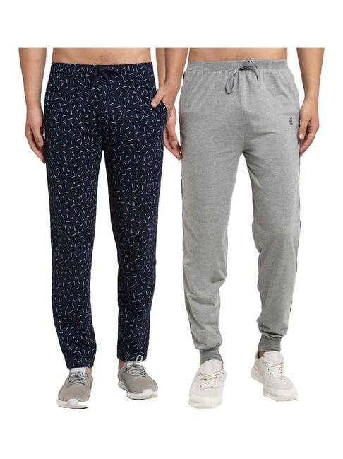 vimal jonney blue & grey regular fit printed joggers & trackpants - pack of 2