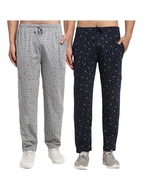 vimal jonney navy & grey regular fit printed trackpants - pack of 2