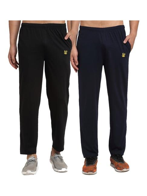 vimal jonney navy & black regular fit trackpants - pack of 2