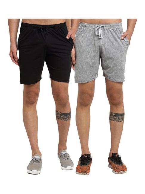 vimal jonney grey & black regular fit shorts - pack of 2