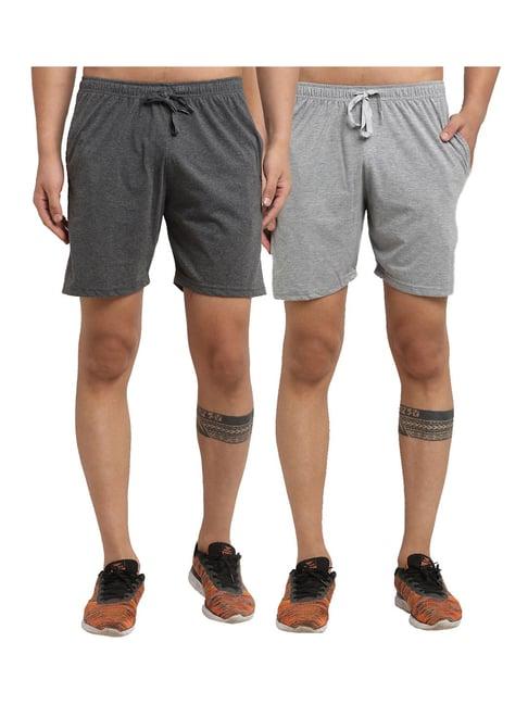 vimal jonney grey & dark grey regular fit shorts - pack of 2