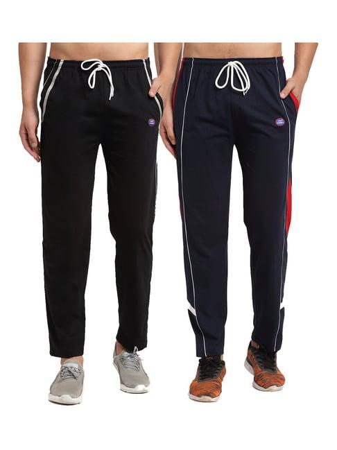 vimal jonney dark blue & black regular fit trackpants - pack of 2