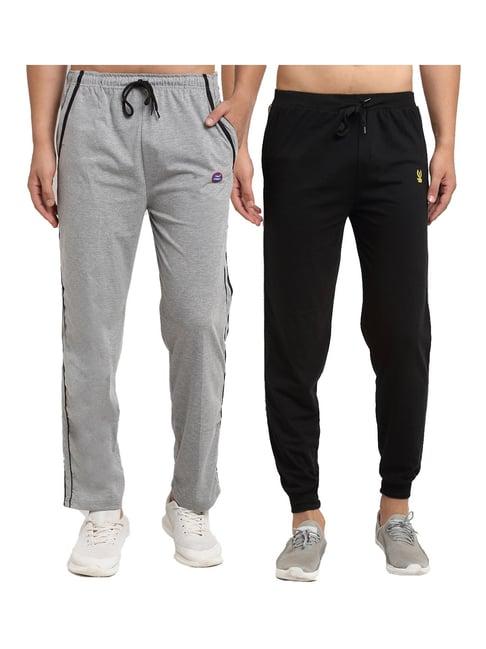 vimal jonney black & grey regular fit joggers & trackpants - pack of 2