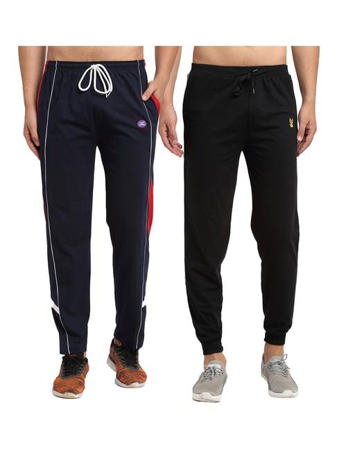 vimal jonney navy & black regular fit joggers & trackpants - pack of 2