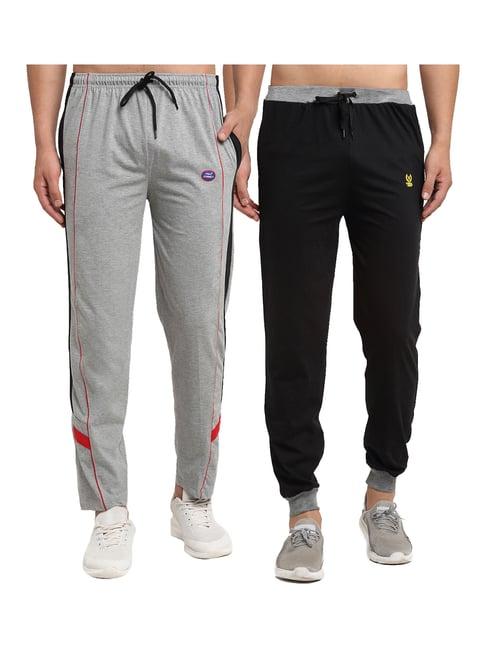 vimal jonney black & grey regular fit joggers & trackpants - pack of 2