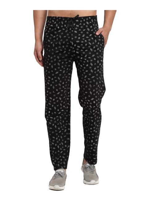 vimal jonney black regular fit printed trackpants