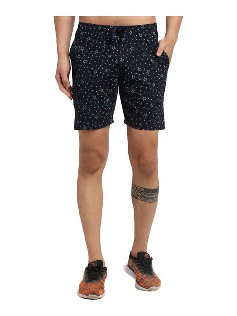 vimal jonney navy regular fit printed shorts