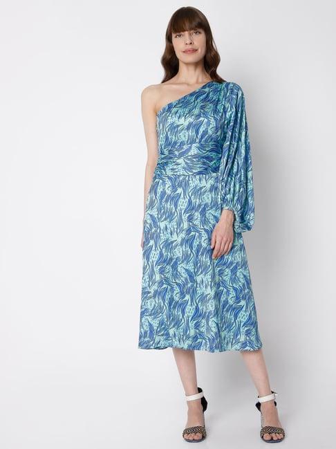 vero moda blue printed dress