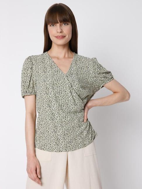 vero moda lily green printed top