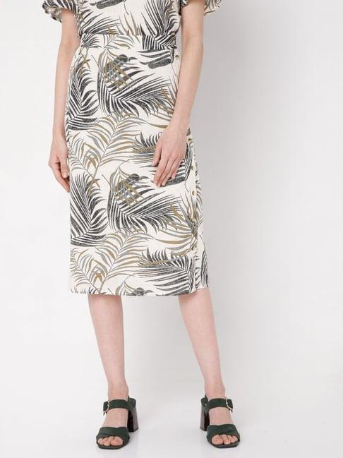 vero moda beige printed skirt