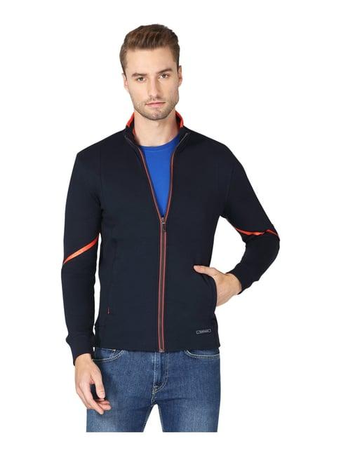 van heusen sport regular fit zip front media pocket solid jacket - navy