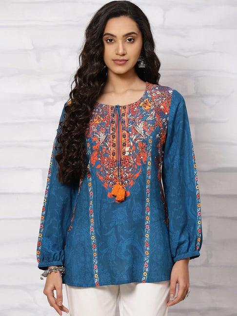 rangriti blue printed top