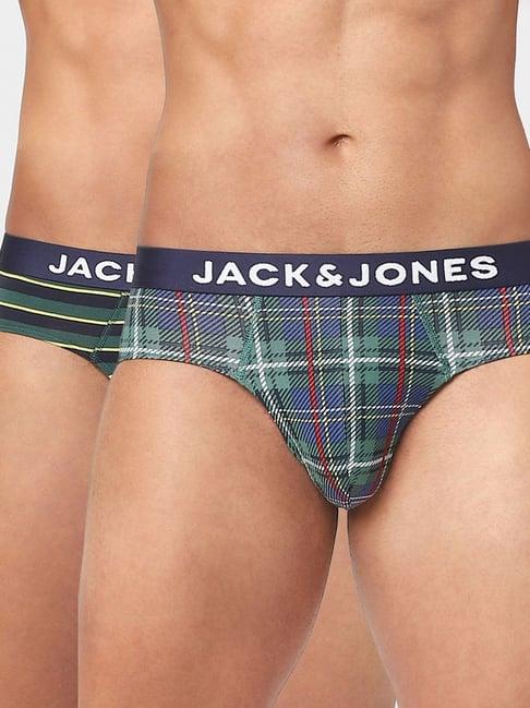 jack & jones green checks briefs