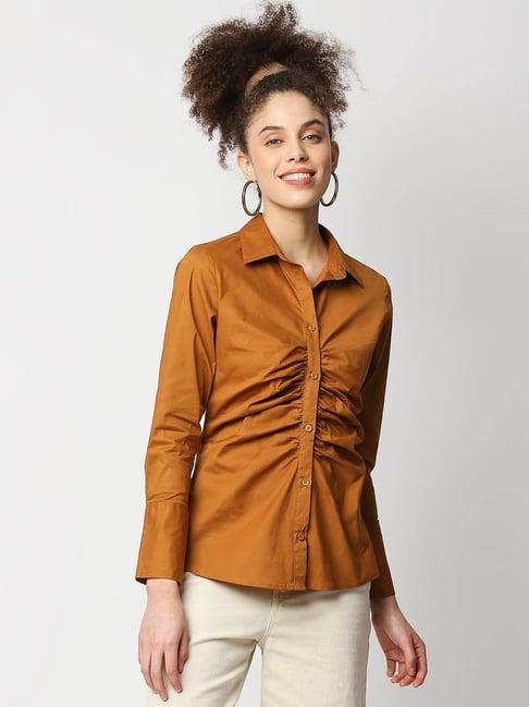 remanika tan regular fit shirt