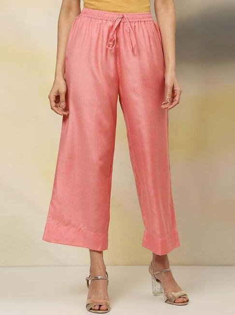 biba pink regular fit palazzos