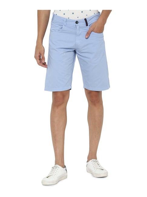 allen solly sky blue slim fit shorts