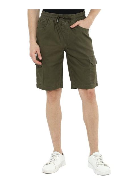 louis philippe jeans green slim fit shorts