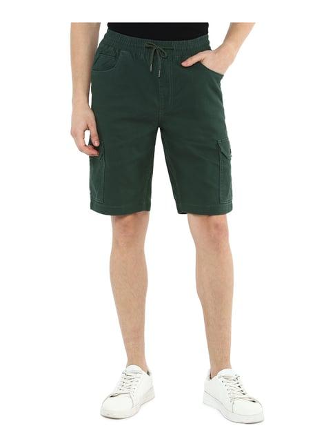 louis philippe jeans green slim fit shorts