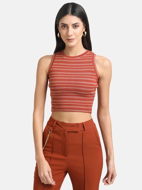 kazo rust striped crop top