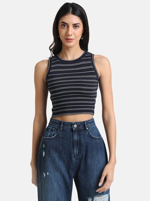 kazo navy striped crop top