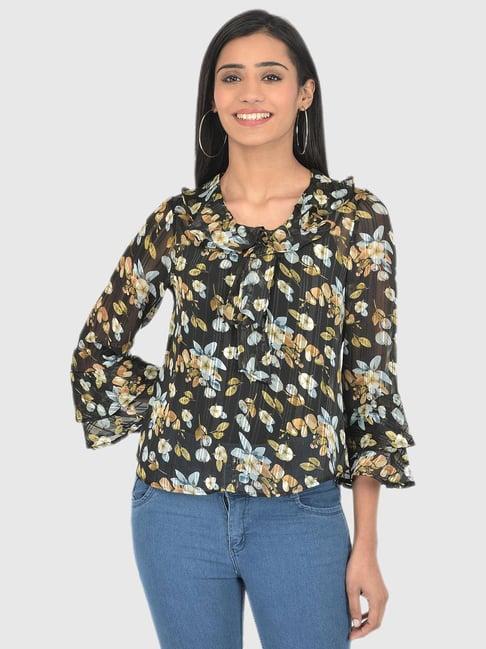 latin quarters black floral print top