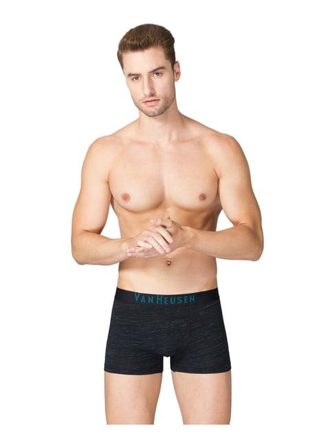 van heusen regular fit superior comfort soft touch textured trunks - black