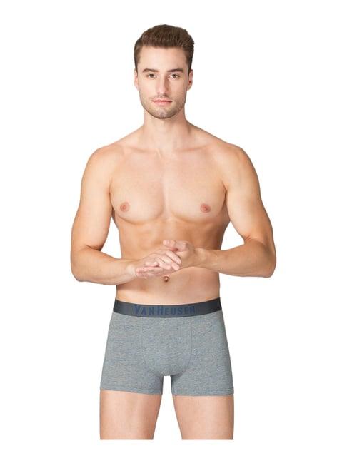 van heusen regular fit superior comfort soft touch textured trunks - grey